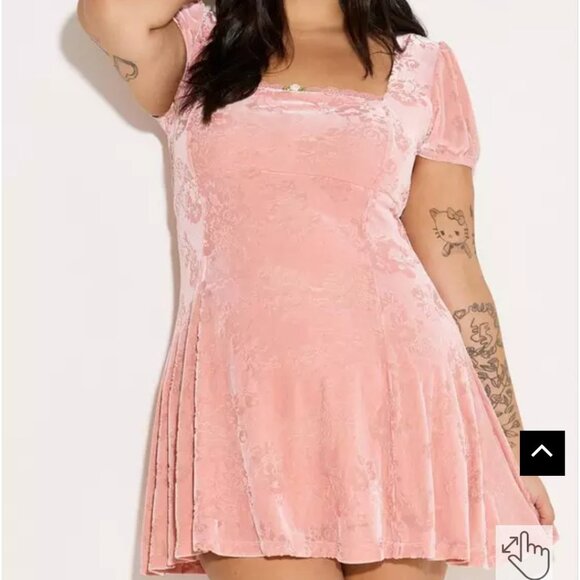 Puff Sleeve Velvet Mini Dress - Picture 1 of 4